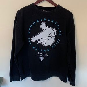 Crooks and Castles "Ruling Elite" Black Crewneck